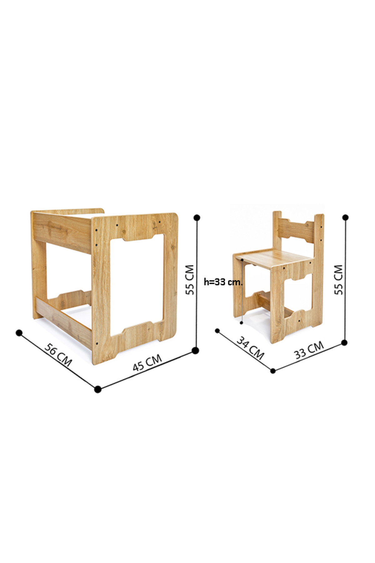 Set de table et chaise d'activités Montessori en bois pour enfants de 4 à 6 ans Martı (1 table + 1 chaise)