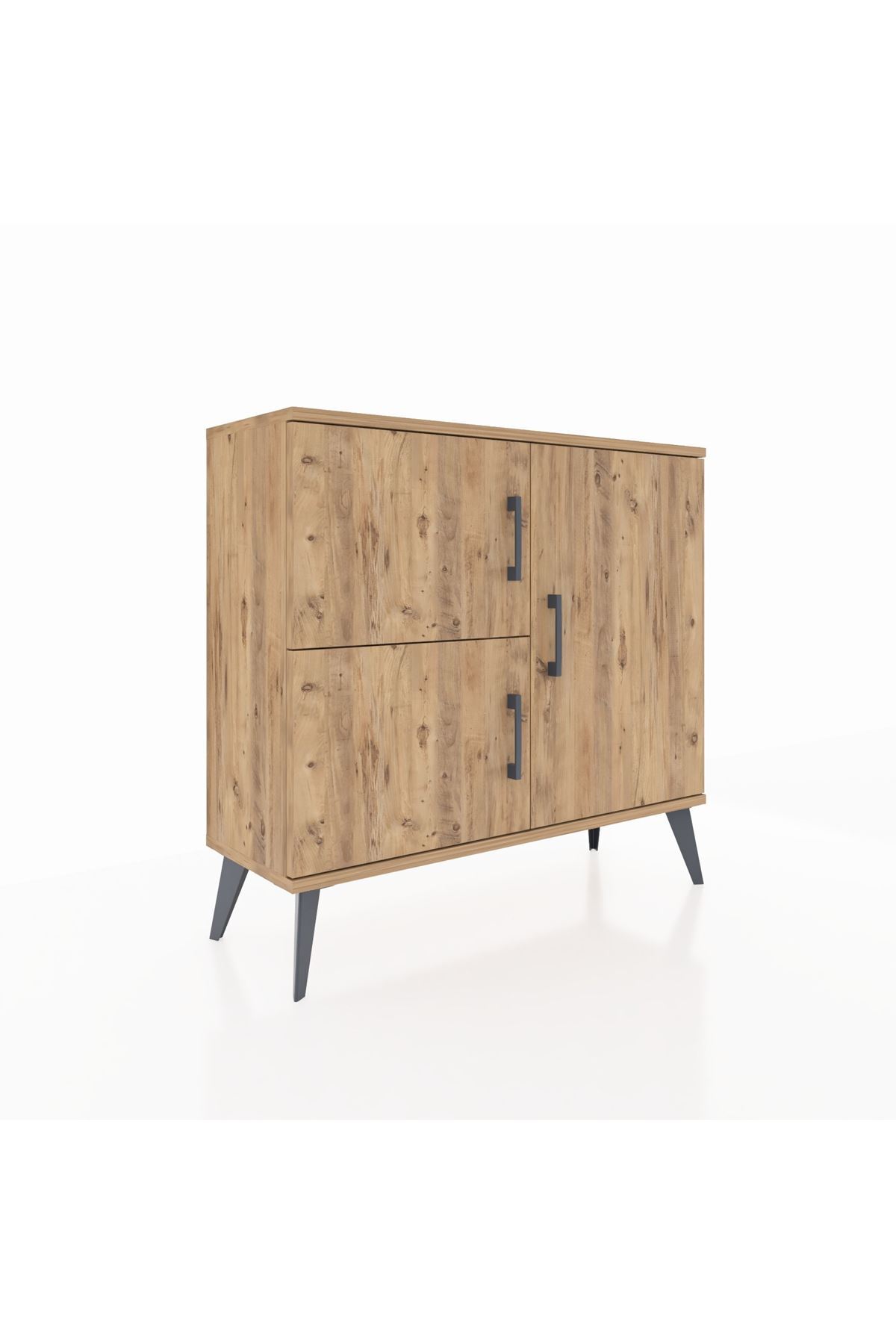 Commode Arges 2 étagères 3 portes Pin-Pin