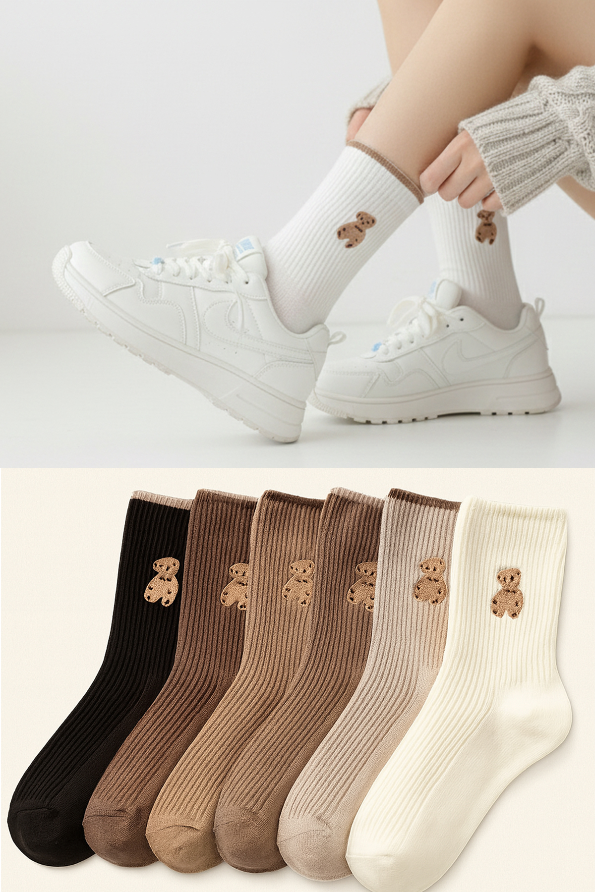6 Paires de Chaussettes pour Femmes à Motif Teddy