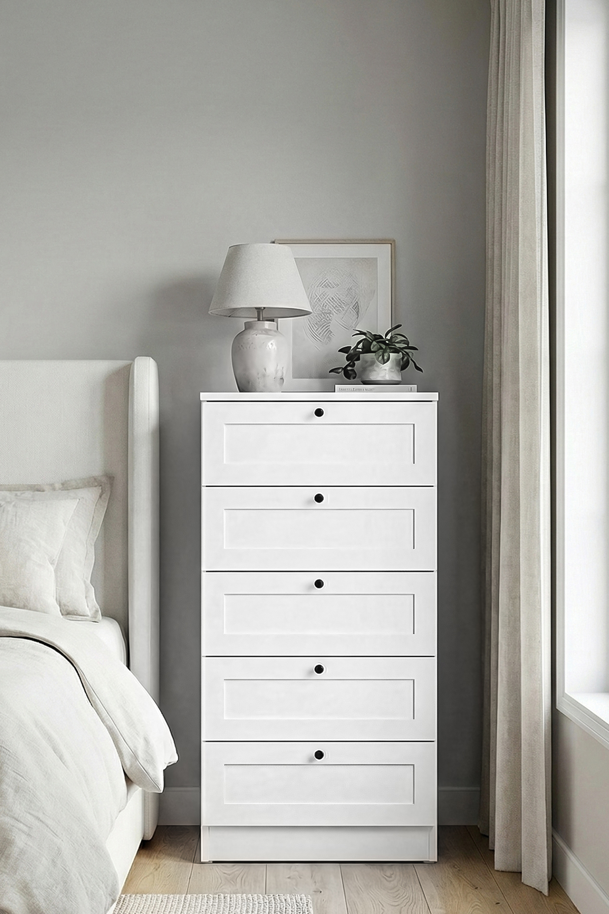 Terra 5 Çekmeceli Şifonyer , Çamaşırlık Yatak Odası Bebek Odası Beyaz