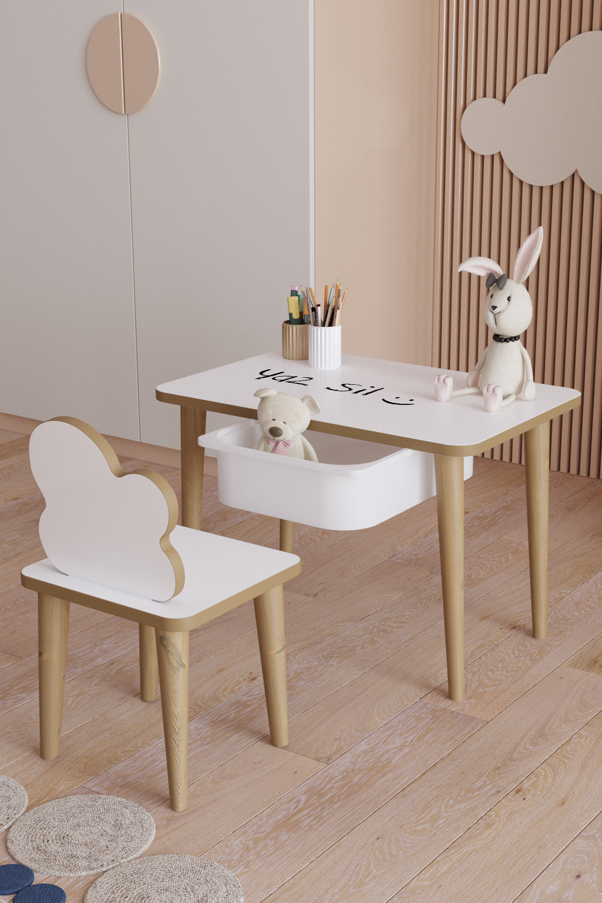 Enfant Table Chaise avec Tiroir Effaçable Jeu Activité 1 Table 1 Chaise 1 Tiroir