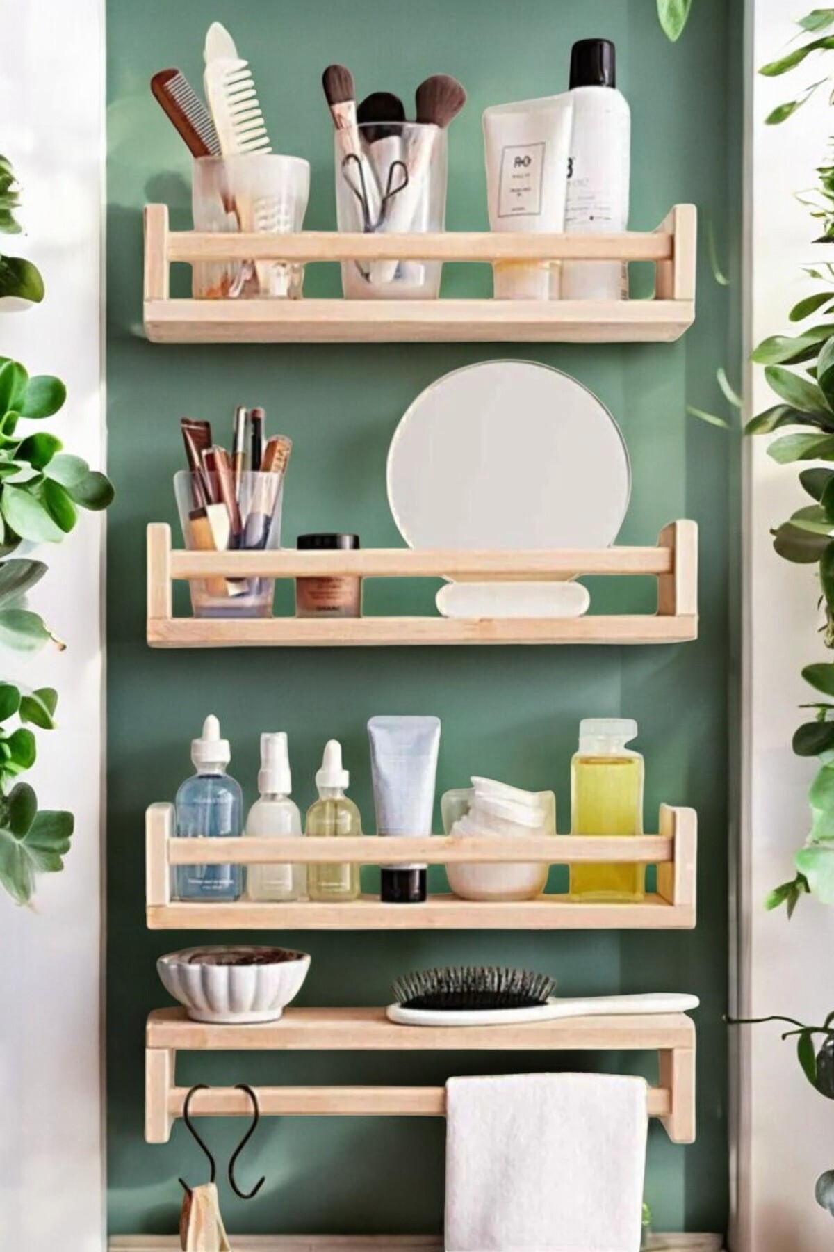 Étagère de Bain Montessori en Bois 4 pièces Modèle Recto Verso