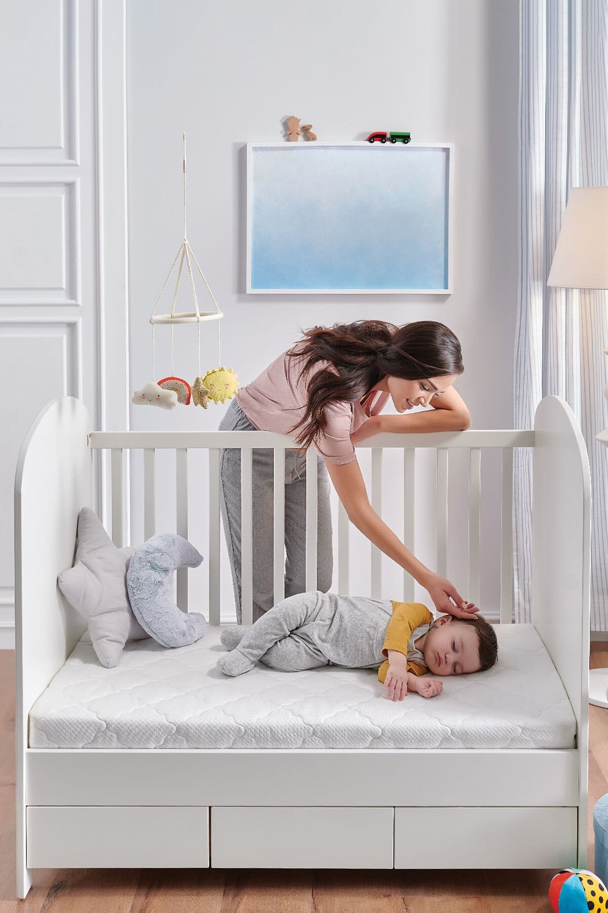 Matelas pour bébé en mousse Twiny avec housse lavable