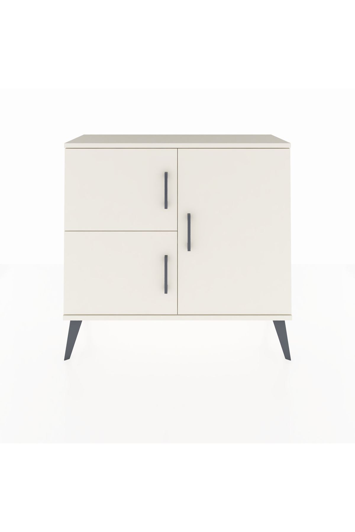Commode Arges 2 étagères 3 portes Pierre de lune/Pierre de lune/Anthracite