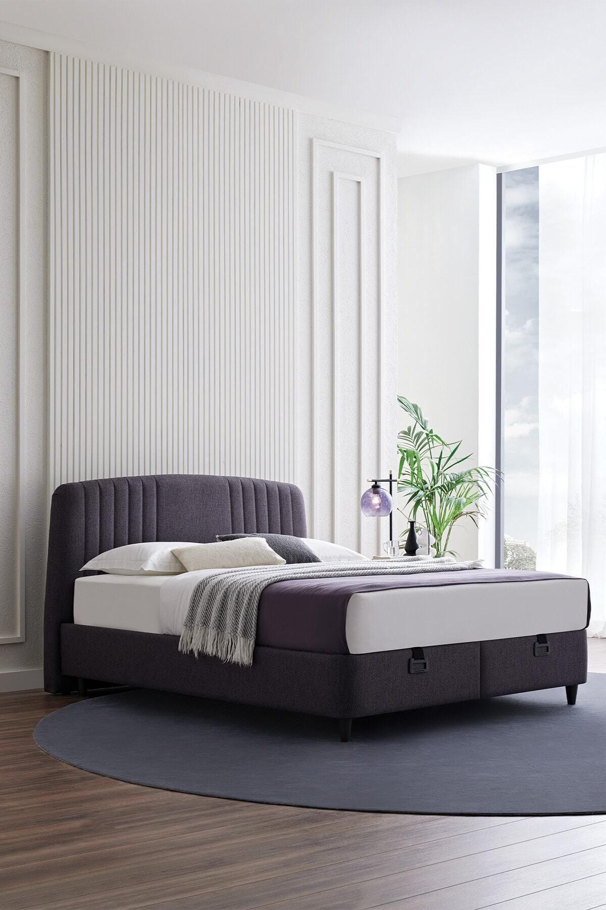 Canto Baza, Ensemble de 2 Têtes d'Argent Pour Lit Double - Anthracite,