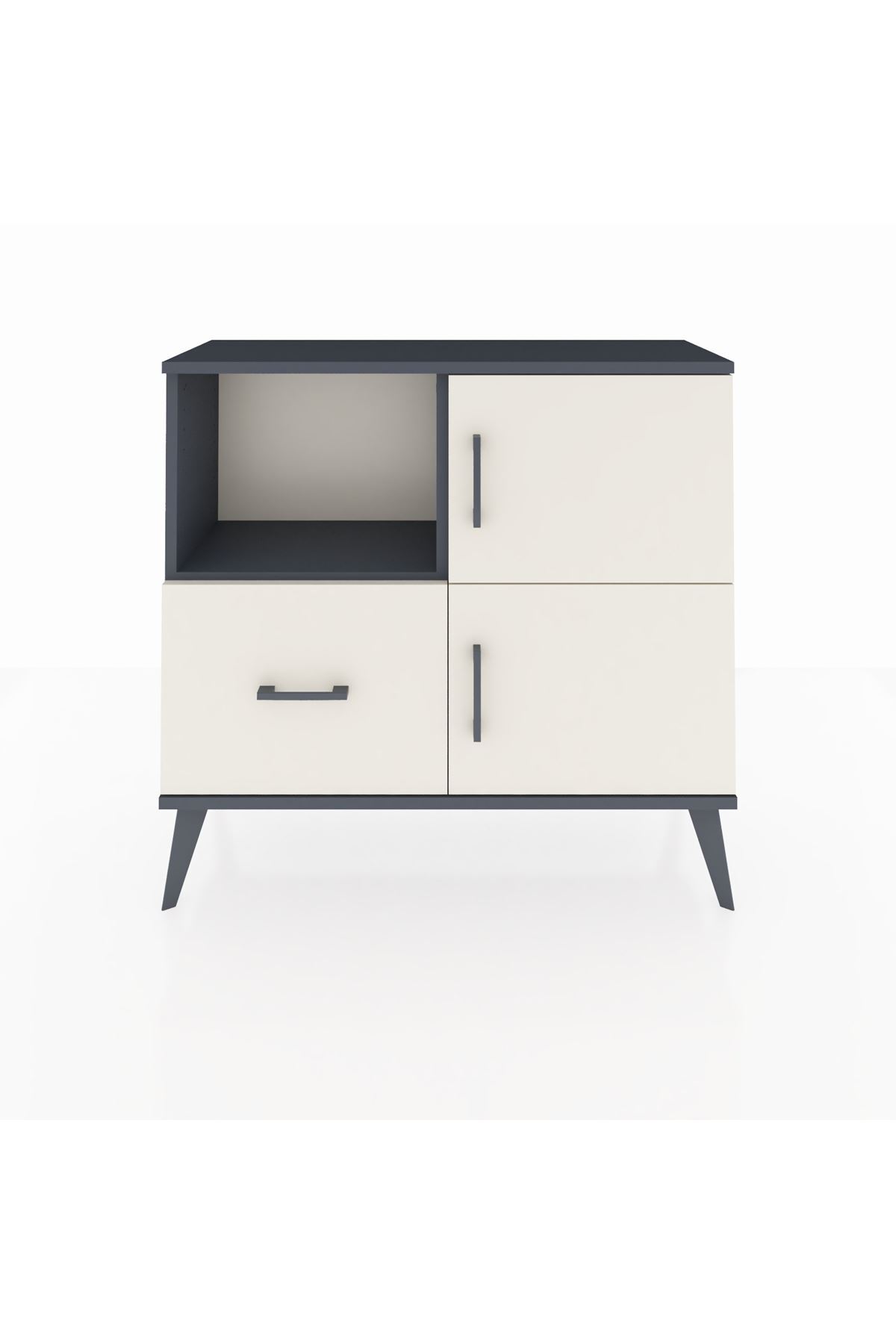 Commode Arges 2 étagères, 1 tiroir, 2 portes, Anthracite-Pierre de lune