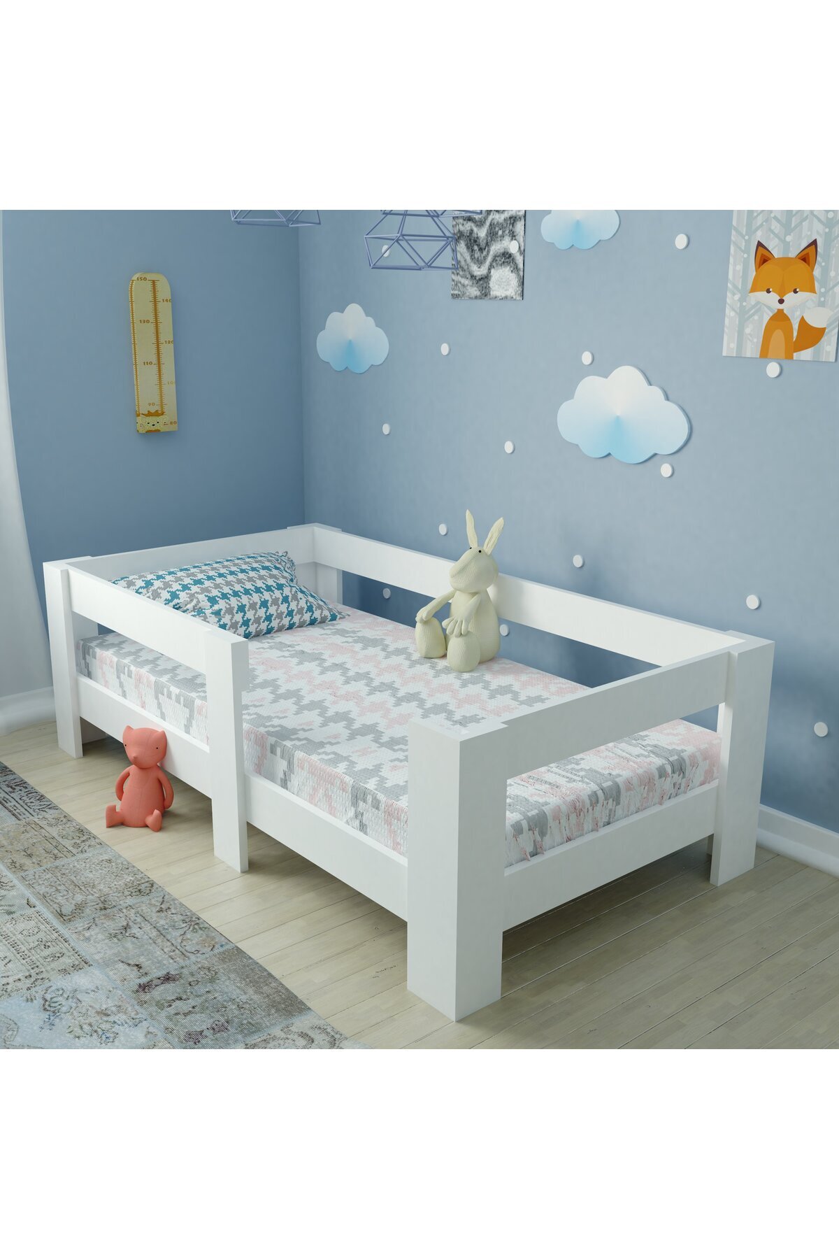 Lit Montessori compatible avec matelas en MDF blanc