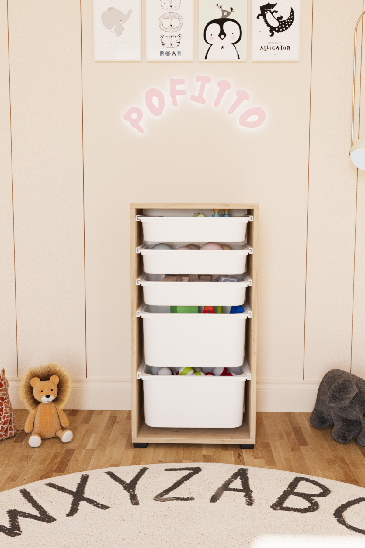 2 Deep 5-Basket Cabinet Toy Cabinet Multipurpose Kitchen Pantry Bathroom Cabinet