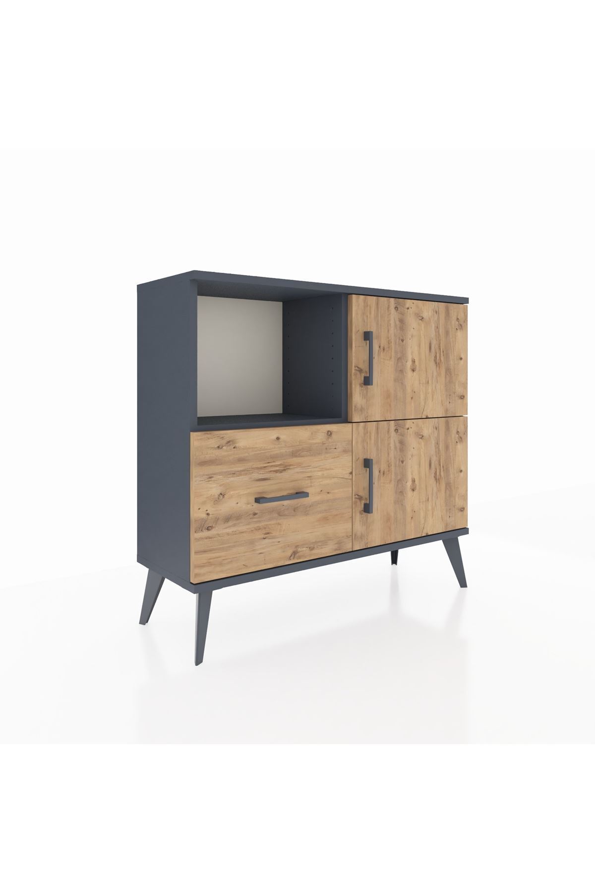 Commode Arges 2 étagères, 1 tiroir, 2 portes, Anthracite-Pin