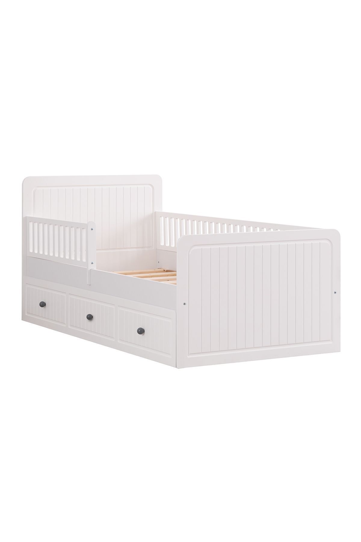 Lit Montessori avec tiroir pour bébé, Lit Montessori Lena avec tiroir - Blanc
