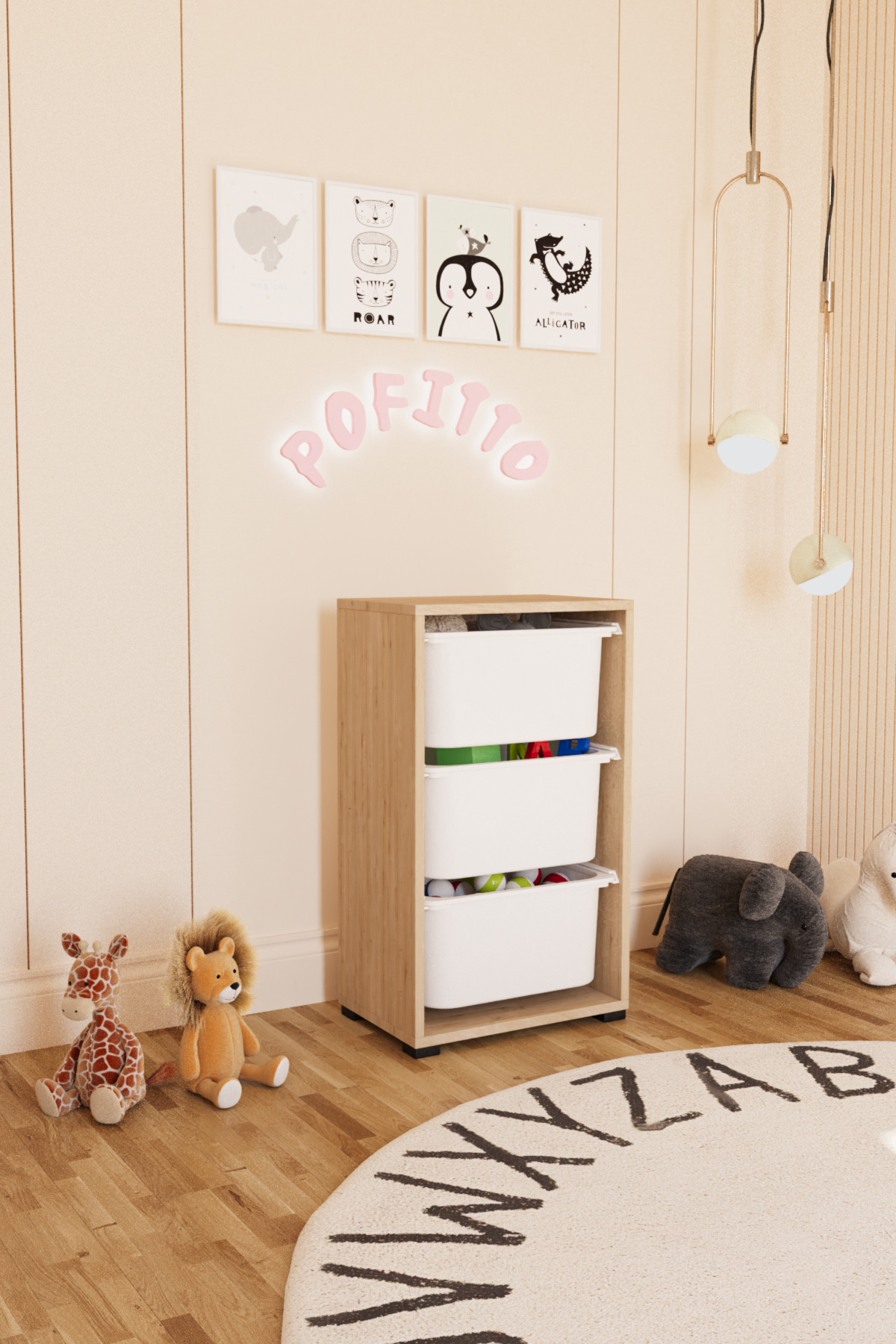 3 Deep Basket Cabinet Toy Cabinet Multi-Purpose Kitchen Pantry Bathroom Cabinet Sapphire Oak