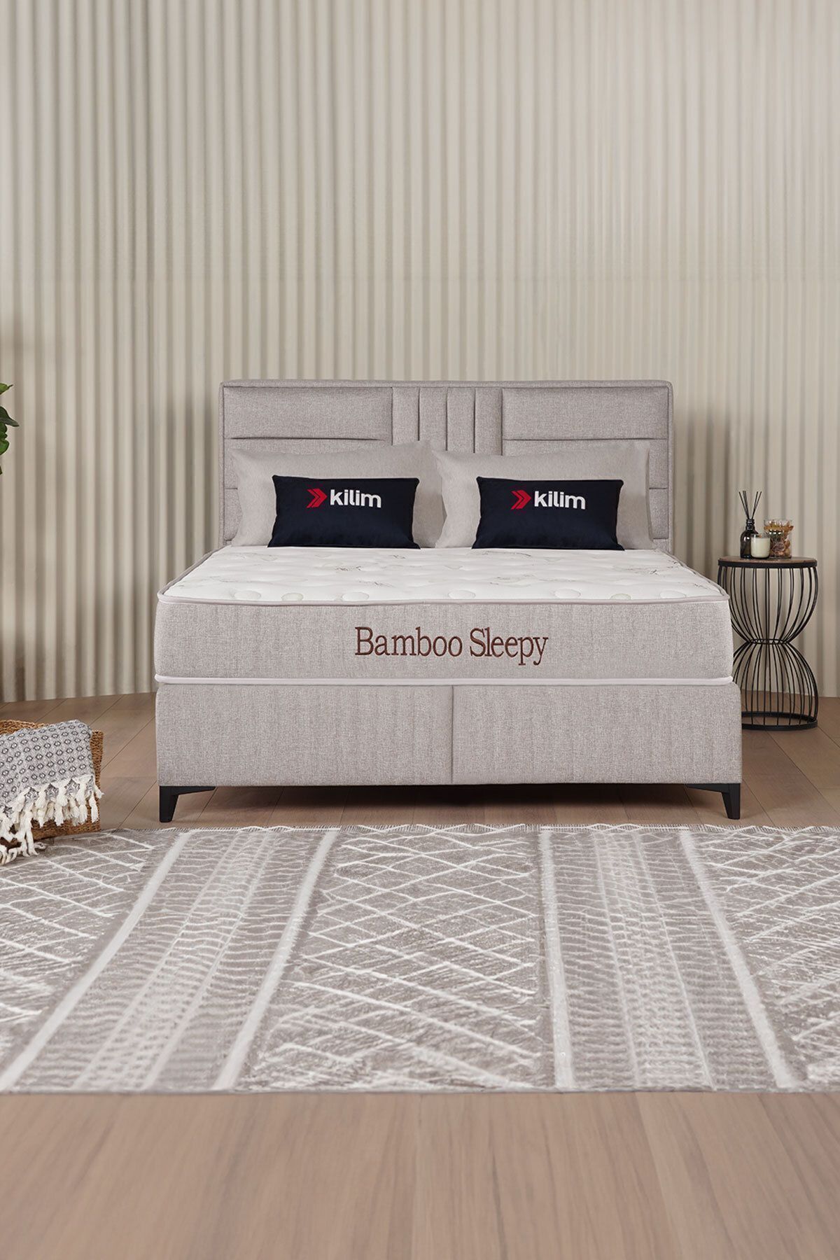 Ensemble tête de lit et coffre Bamboo Sleepy Beige (LIT NON INCLUS)