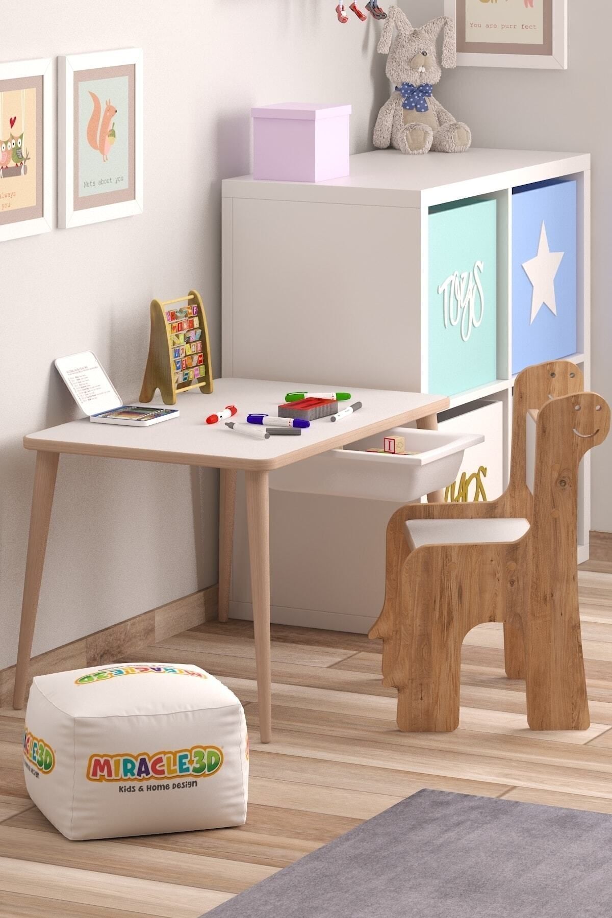 Bureau et chaise de jeu pour enfants, table d'activités, table effaçable à sec