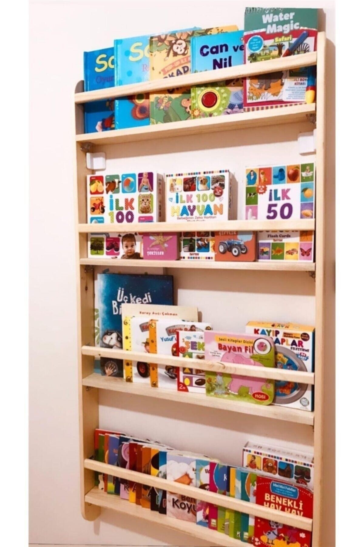Étagère Murale Montessori Éducative en Bois pour Chambre d'Enfant, 4 Compartiments, Cm x Cm x 6 Cm