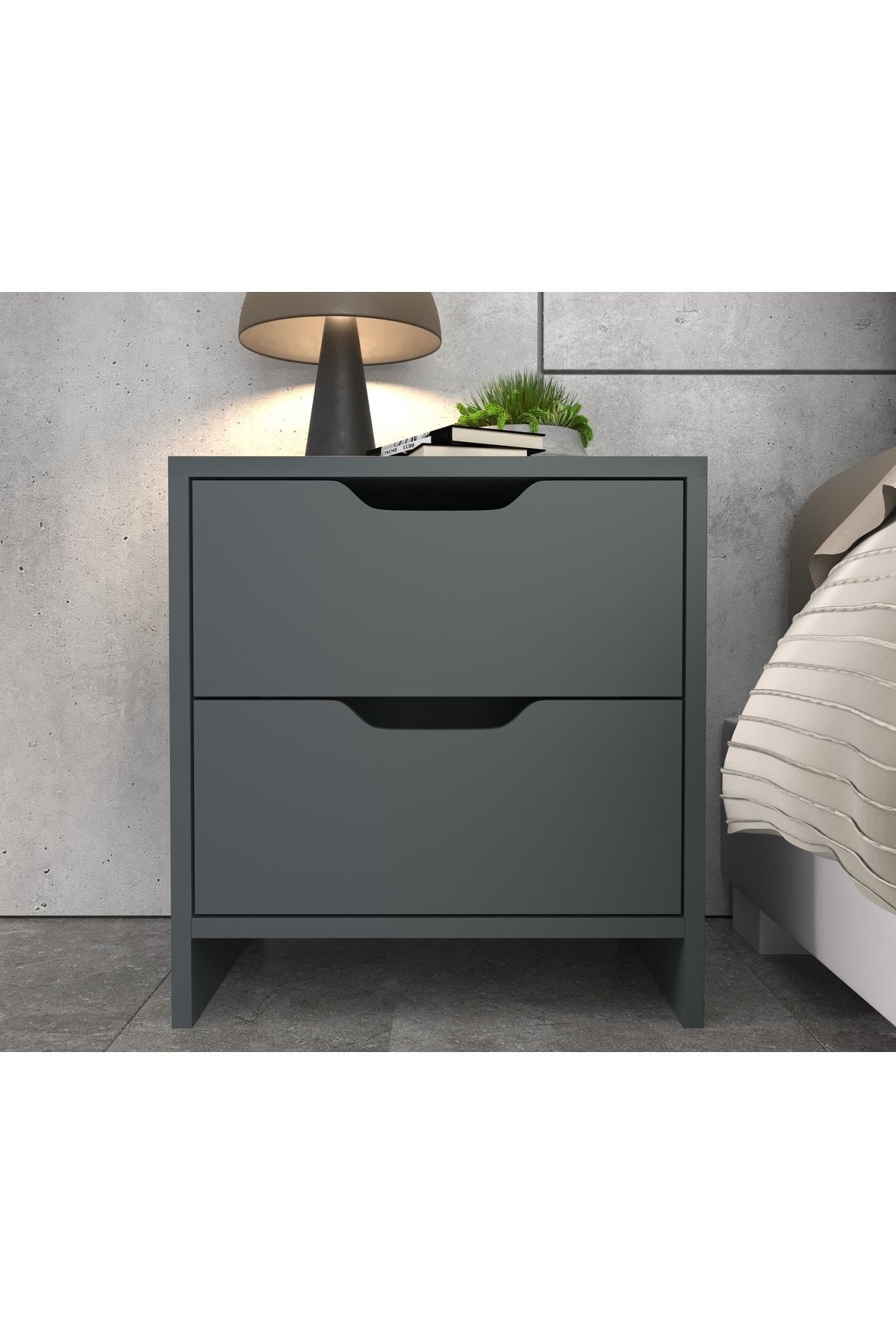 Table de chevet Efes à 2 tiroirs Anthracite