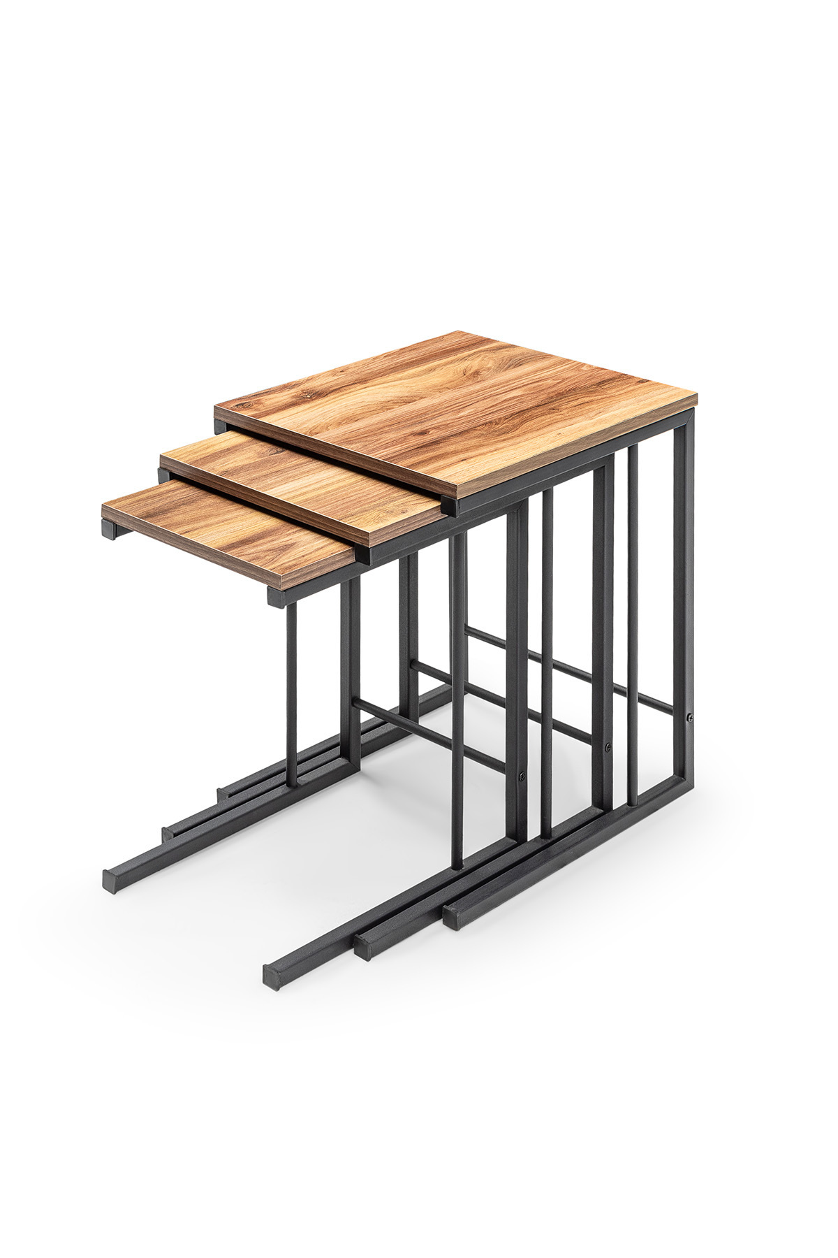 Table basse triple décorative Table d'appoint gigogne Jeu de tables d'appoint avec pieds en métal Table C (3 TABLES C GIGOGNE)