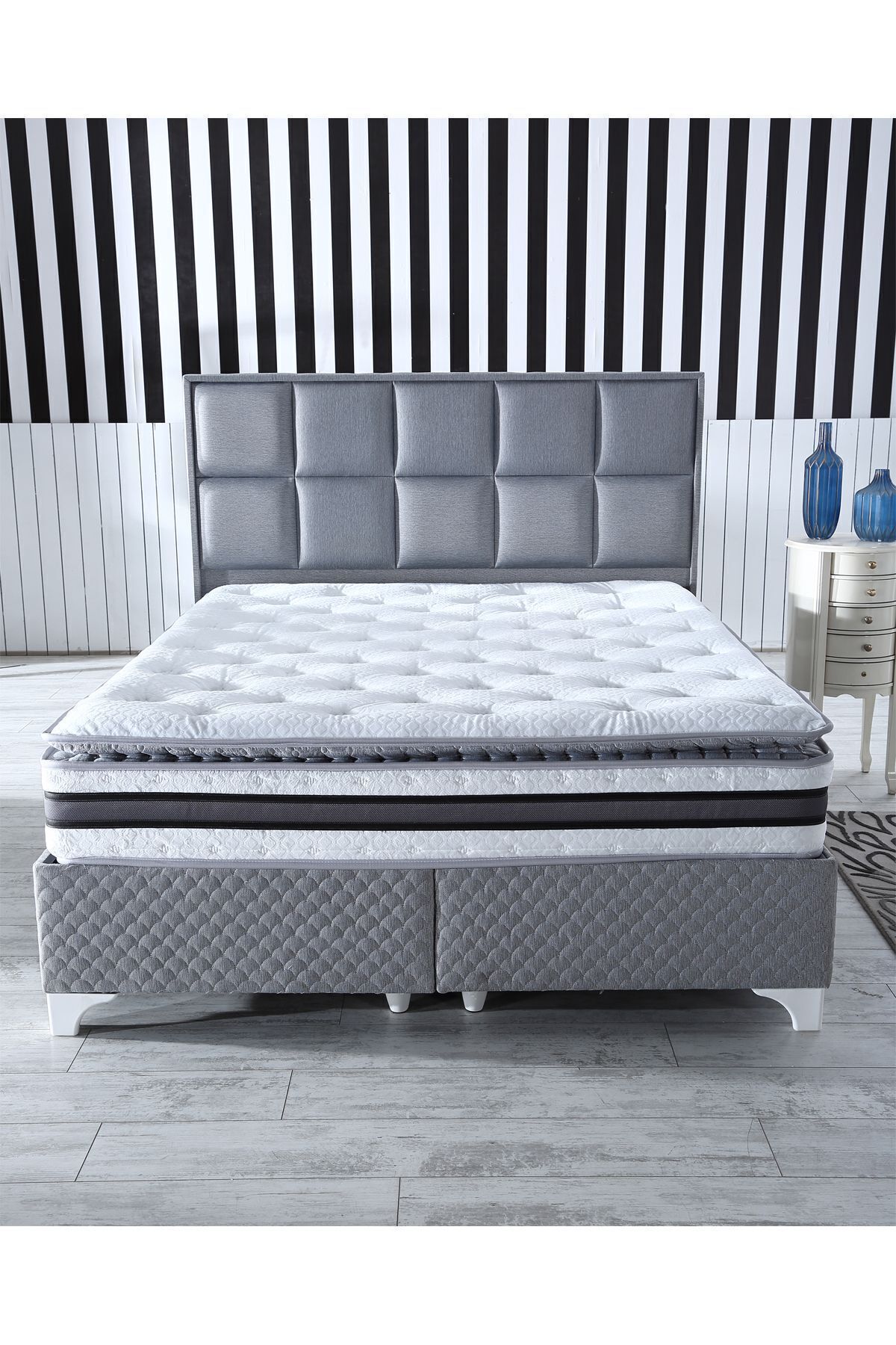 Matelas Ultra Orthopédique Şehrazat avec Ressorts Ensachés et Tissu en Plume de Lapin