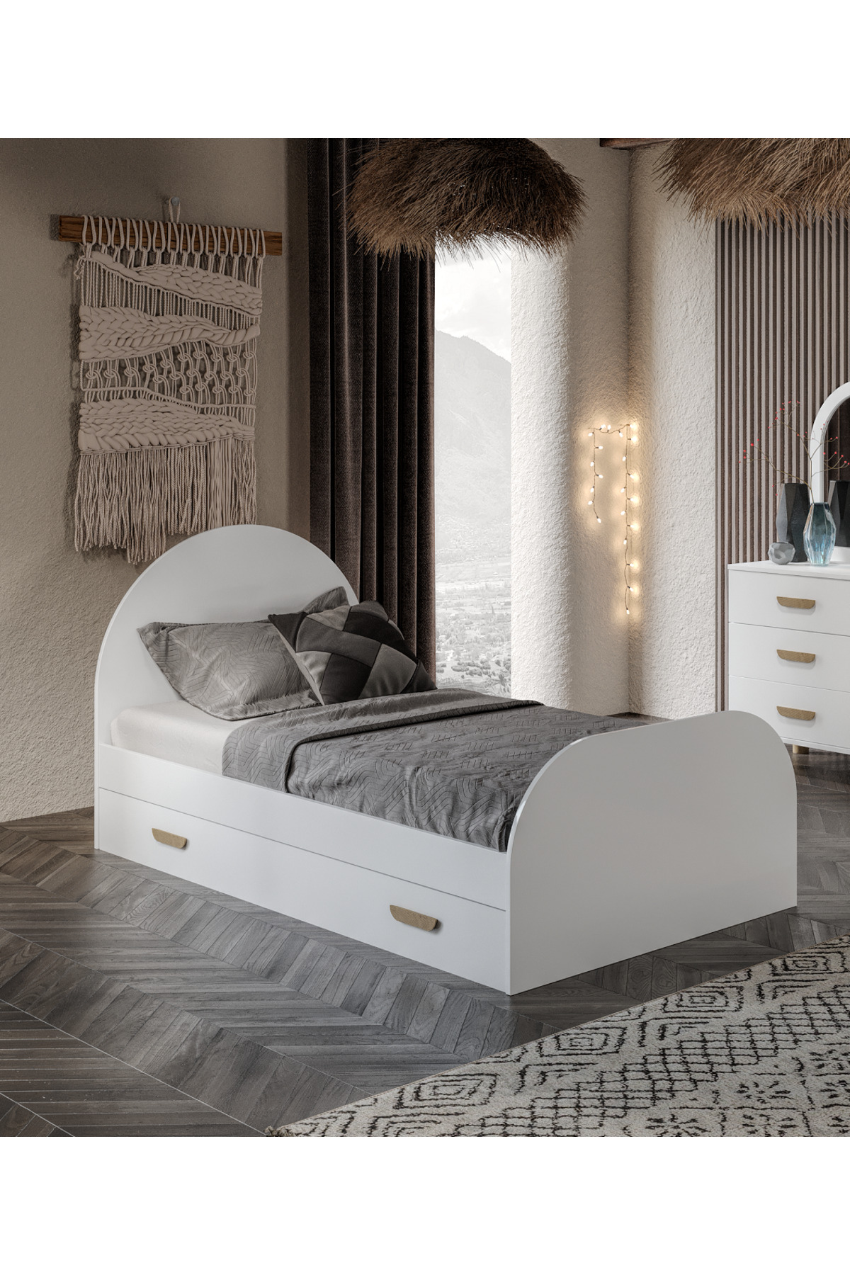 Lit à barreaux blanc en MDF Diana Yavrulu