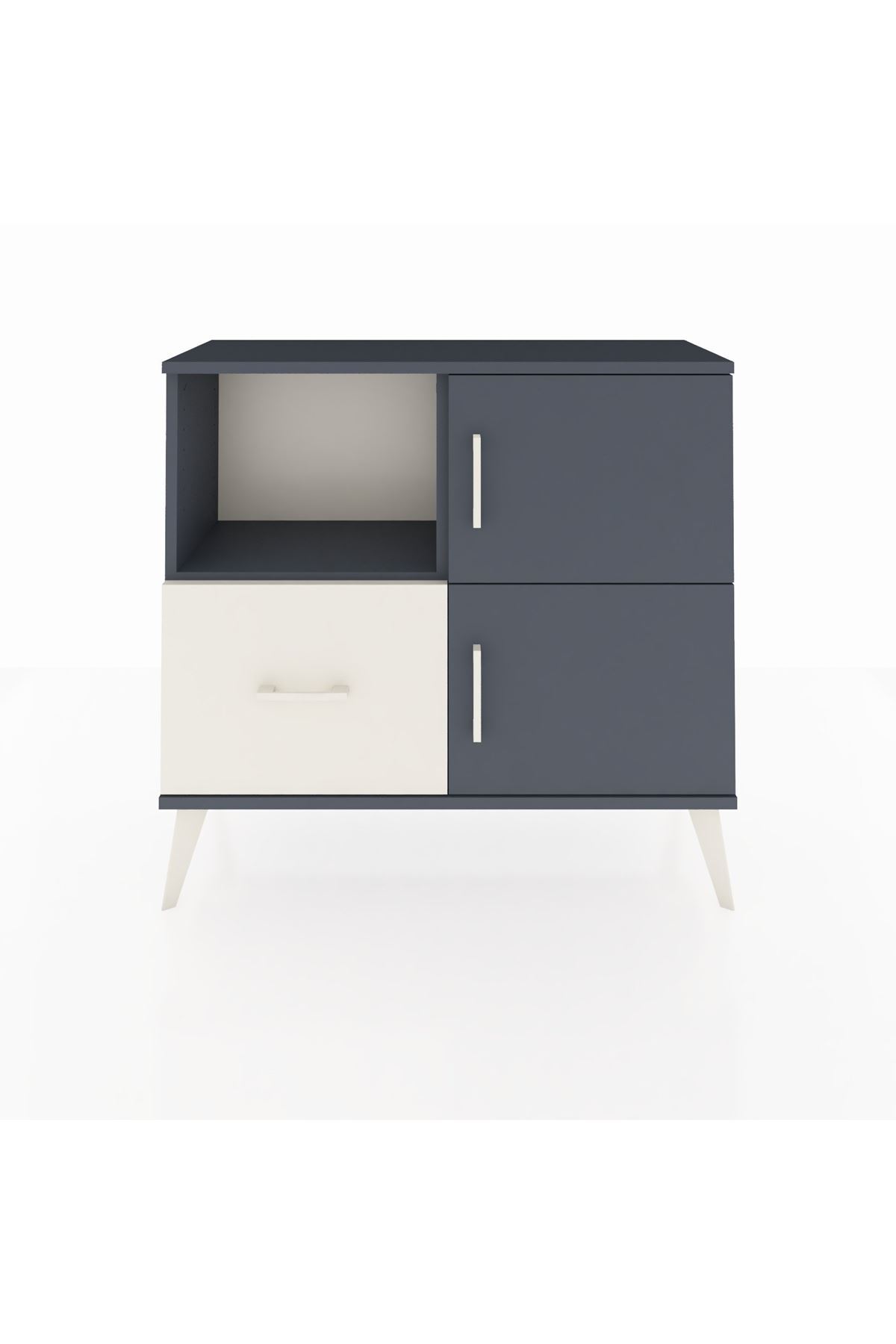 Commode Arges à 2 étagères, 1 tiroir, 2 portes, Anthracite-Anthracite/Gris pierre