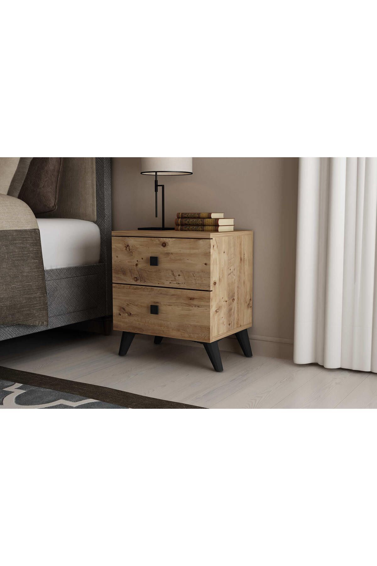 Table de chevet Artemis 2 tiroirs Pin Atlantique