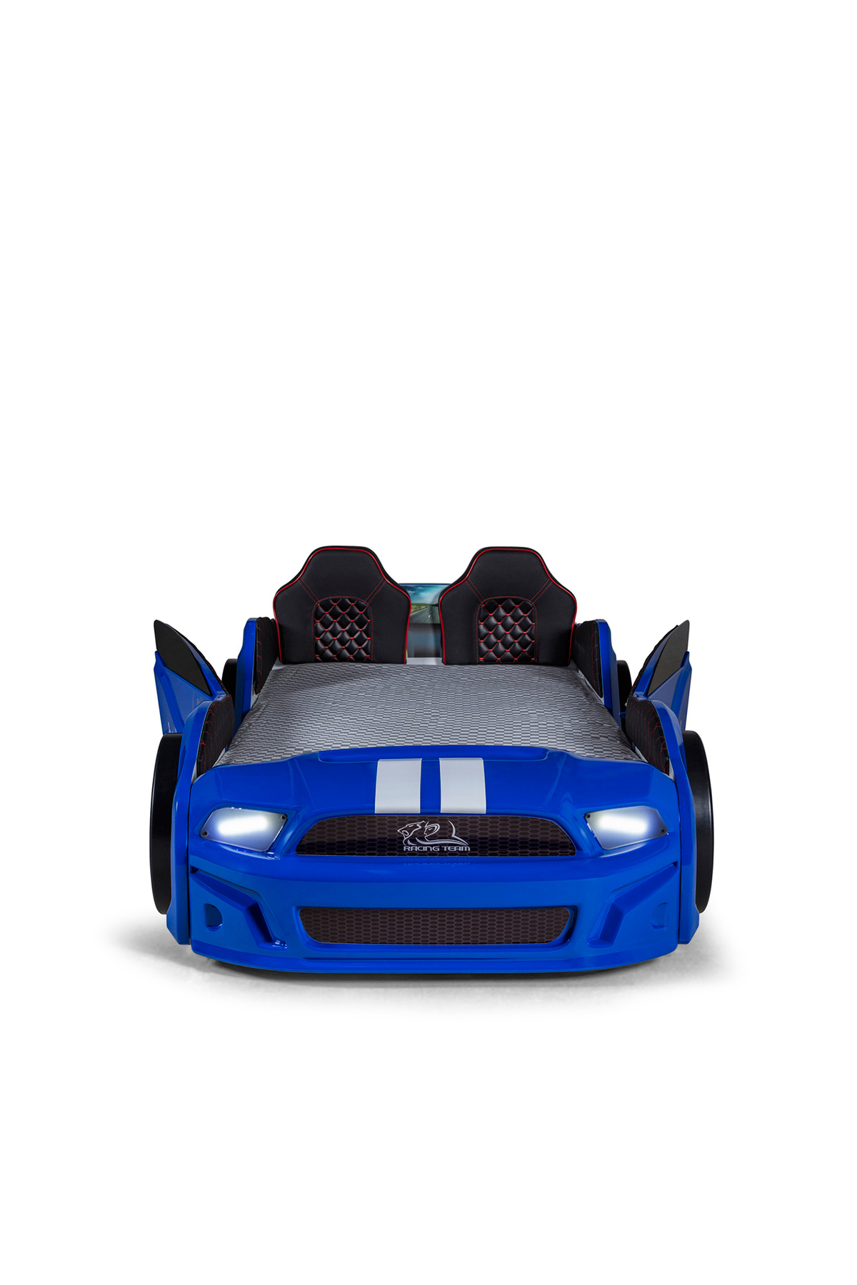 Porte Letto con Macchina Basale Apribile Mustang con LED Completo, Telecomando e Musica