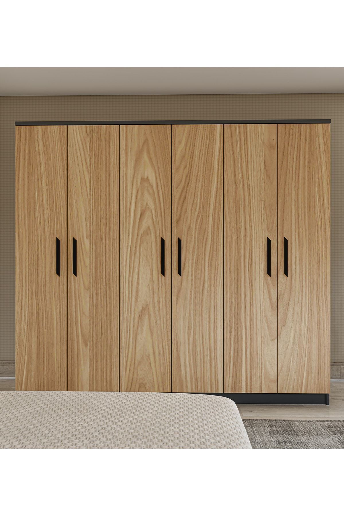 Gm  Armoire préférée 6 portes sans miroir Sonomo - Poignées noir gris anthracite