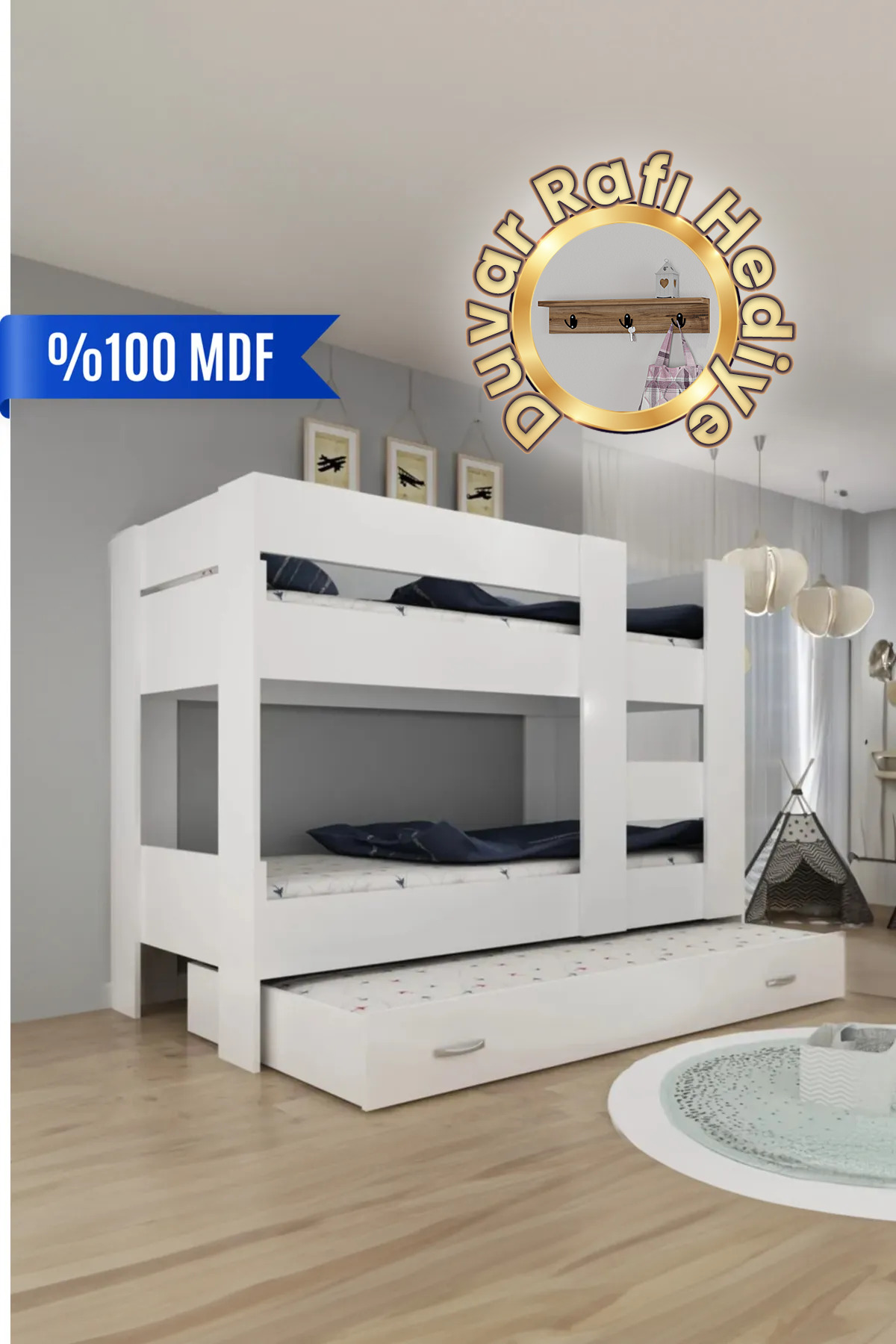 Ninnimo Jong Wit MDF Bed Compatibel Stapelbed -1