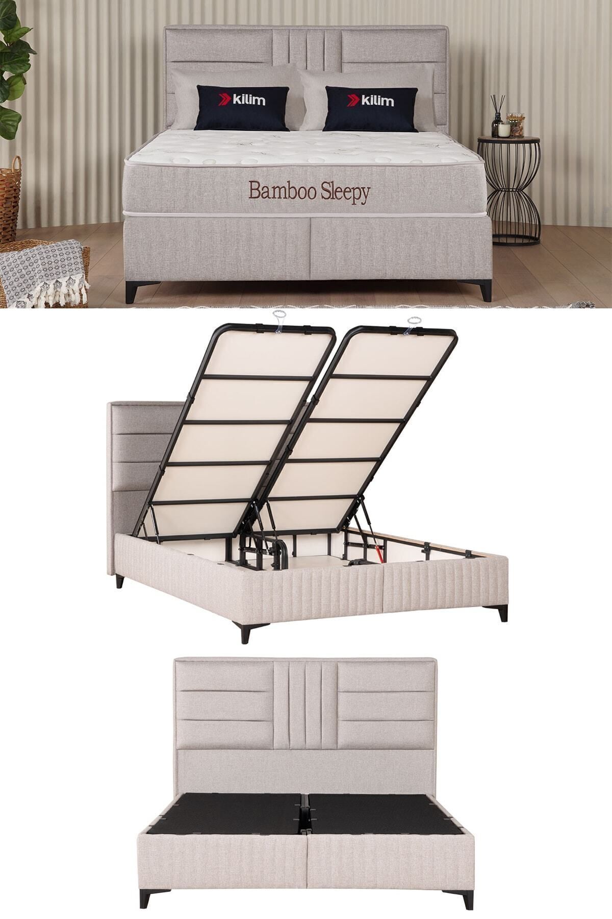 Ensemble tête de lit et coffre Bamboo Sleepy Beige (LIT NON INCLUS)