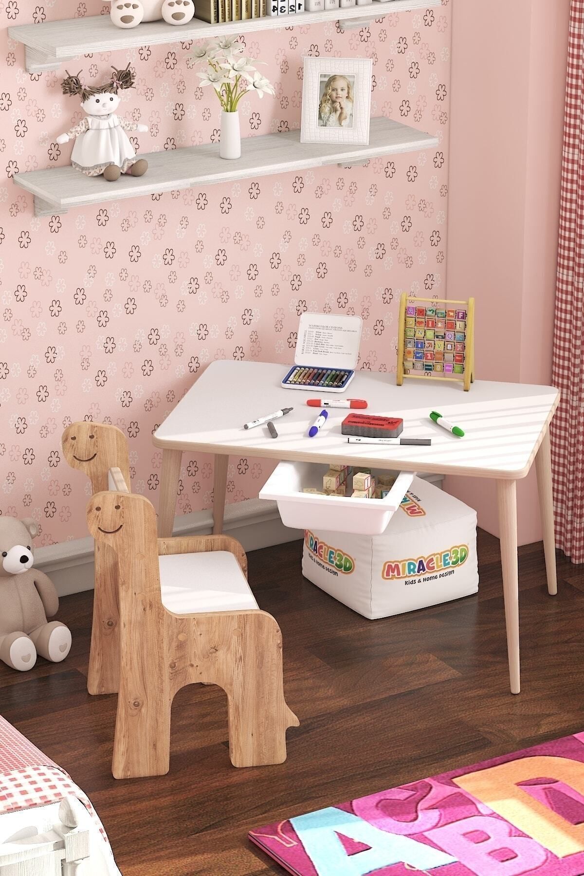 Bureau et chaise de jeu pour enfants, table d'activités, table effaçable à sec