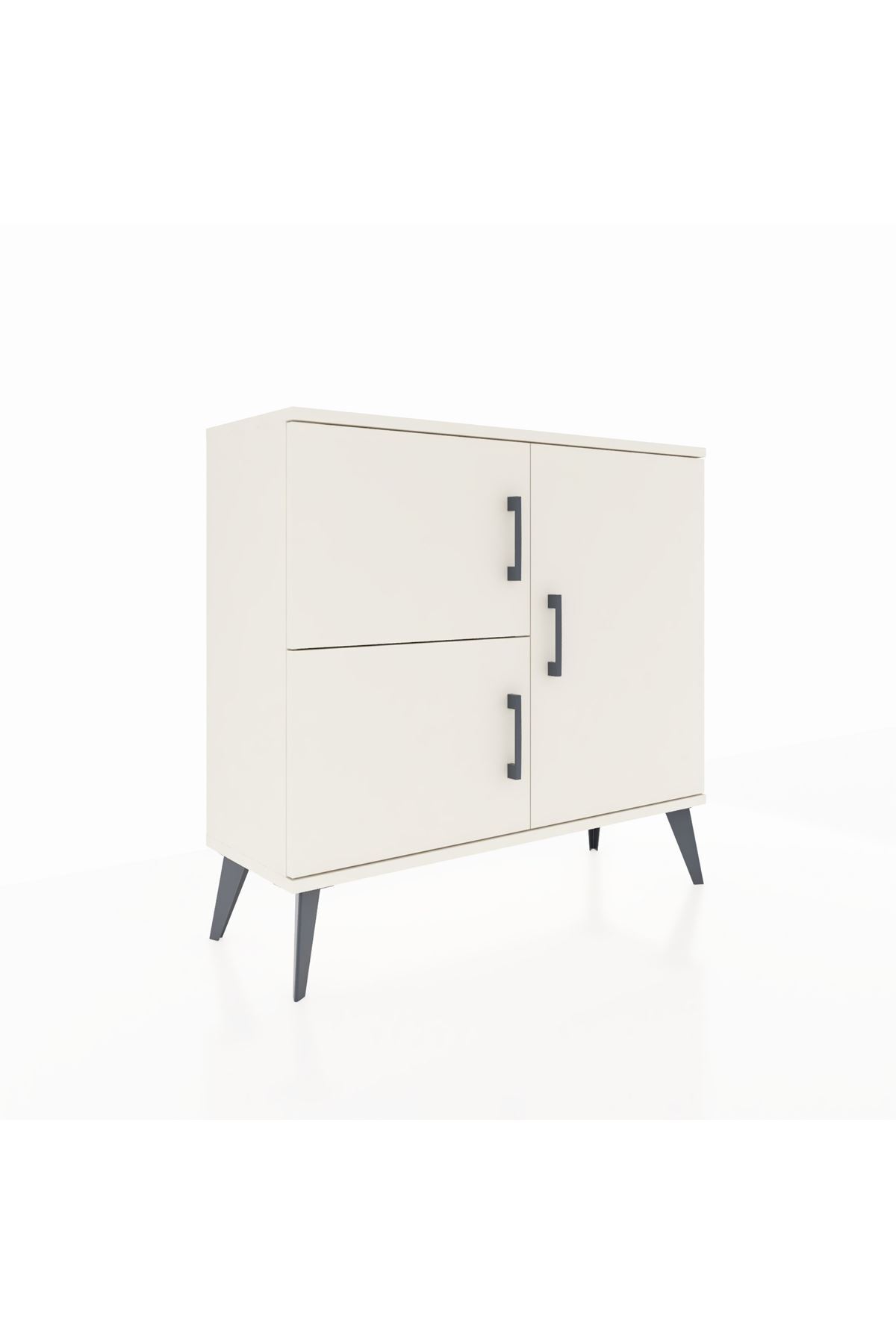 Commode Arges 2 étagères 3 portes Pierre de lune/Pierre de lune/Anthracite