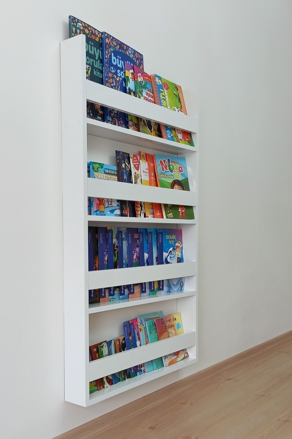 Bibliothèque Montessori & Bibliothèque pour chambre d'enfant & Bibliothèque éducative pour bébé à 4 étagères, blanche