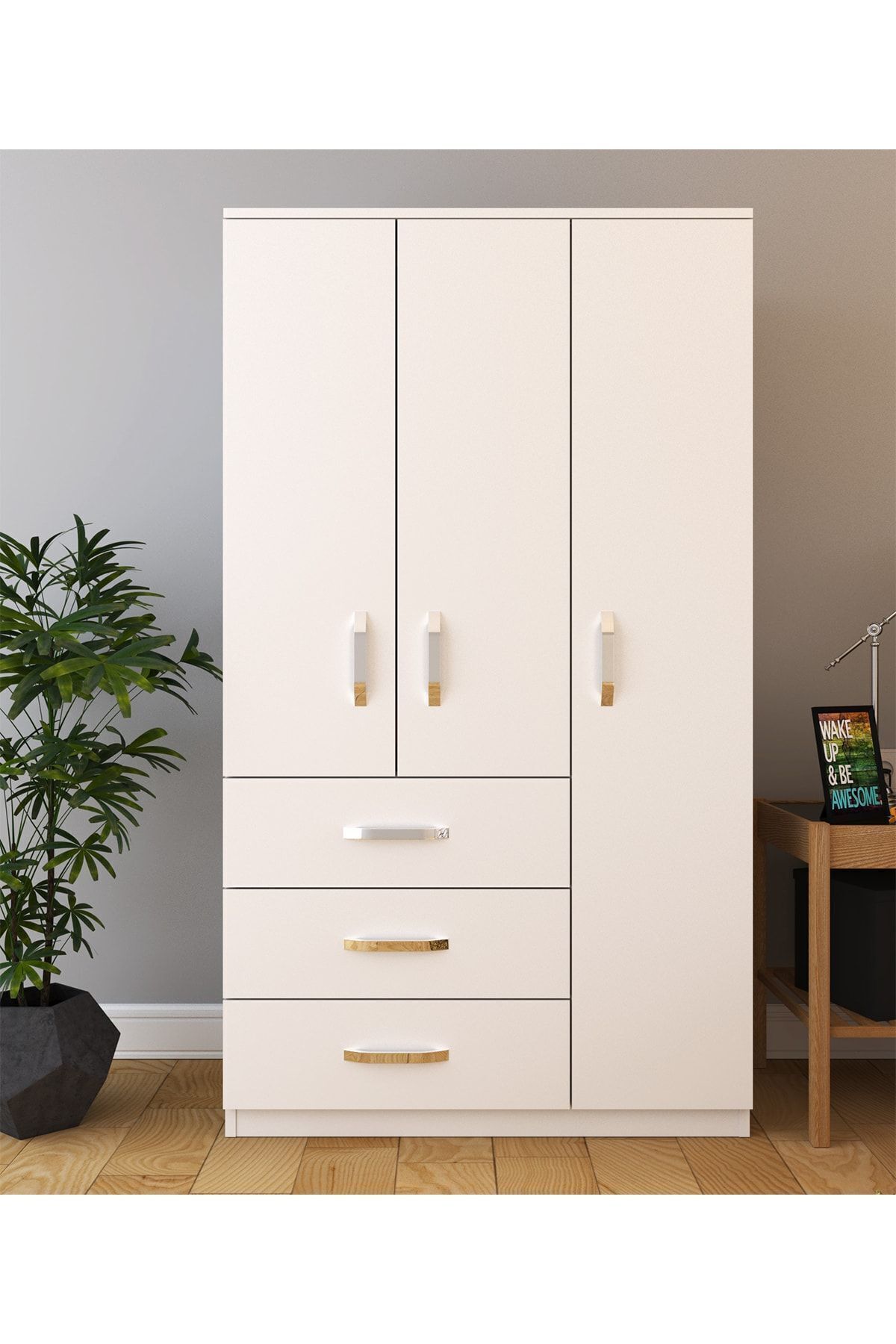 Armoire Ece Lüx à 3 portes et 3 tiroirs