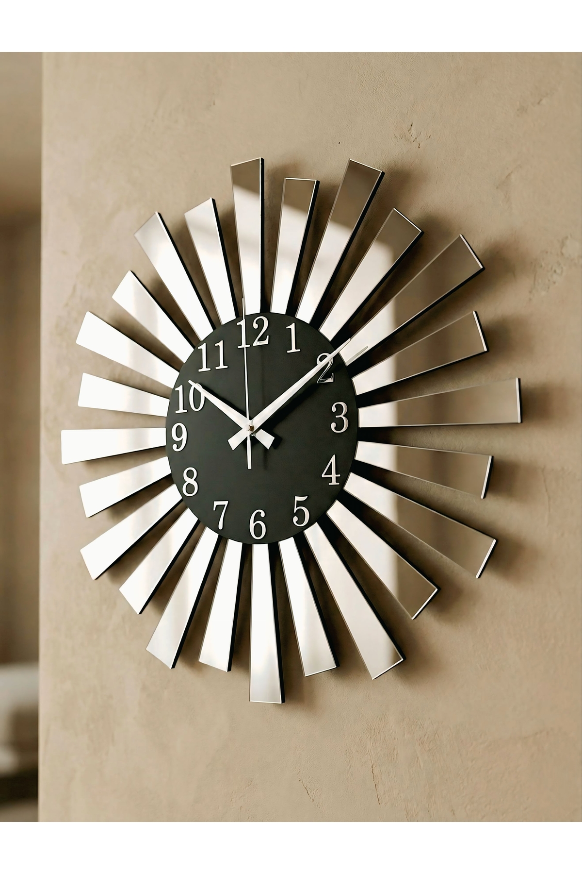 Horloge murale de maison en édition limitée pour le Nouvel An, modèle piano en plexiglas miroir argenté noir