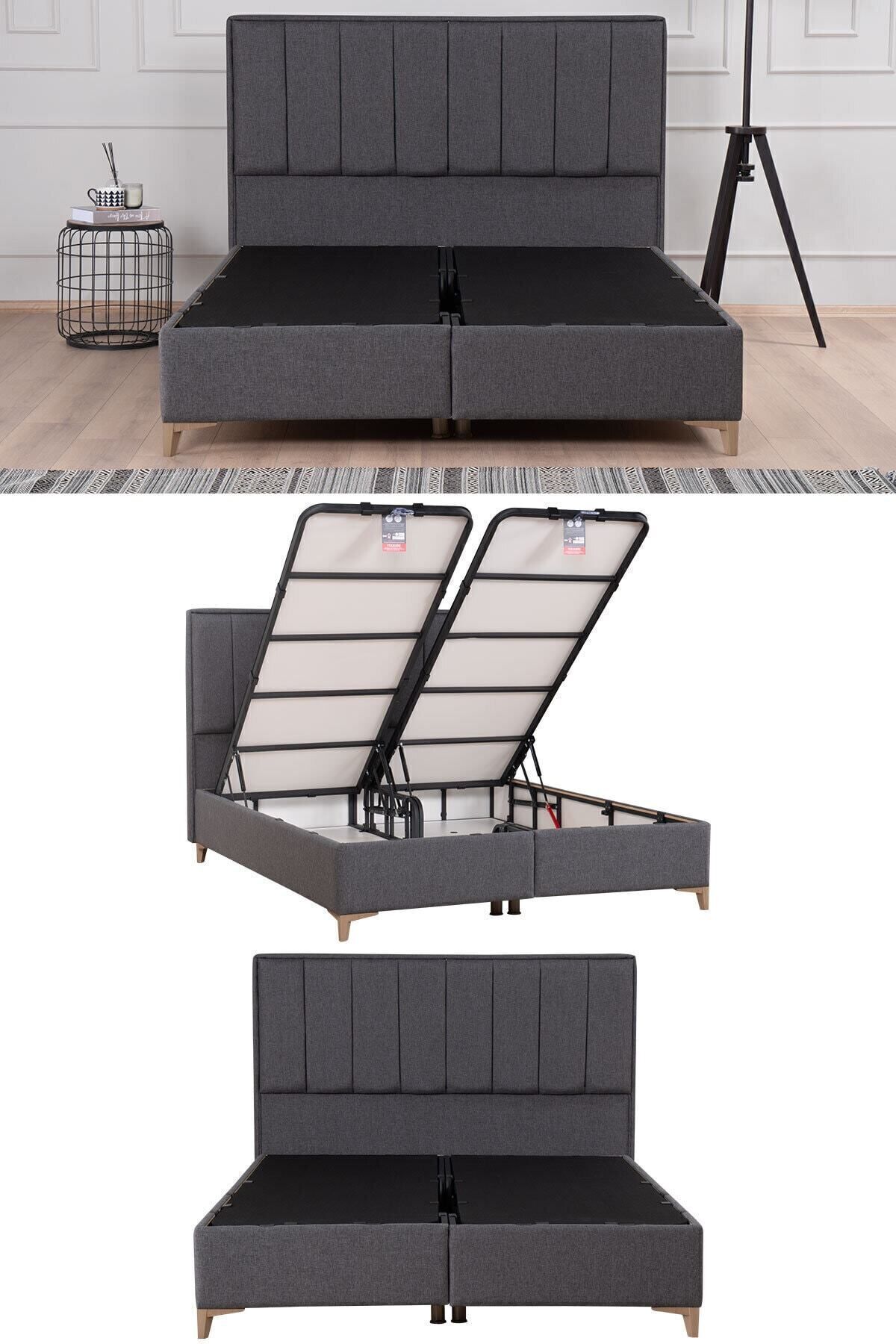 Lit coffre Gold Therapy Anthracite (TÊTE DE LIT ET MATELAS NON INCLUS)