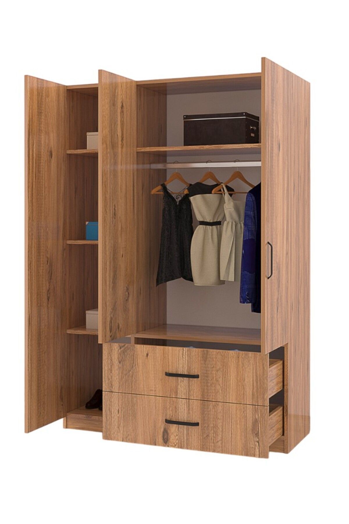 Armoire Yaman Çam à 3 portes et 2 tiroirs - Garde-robe