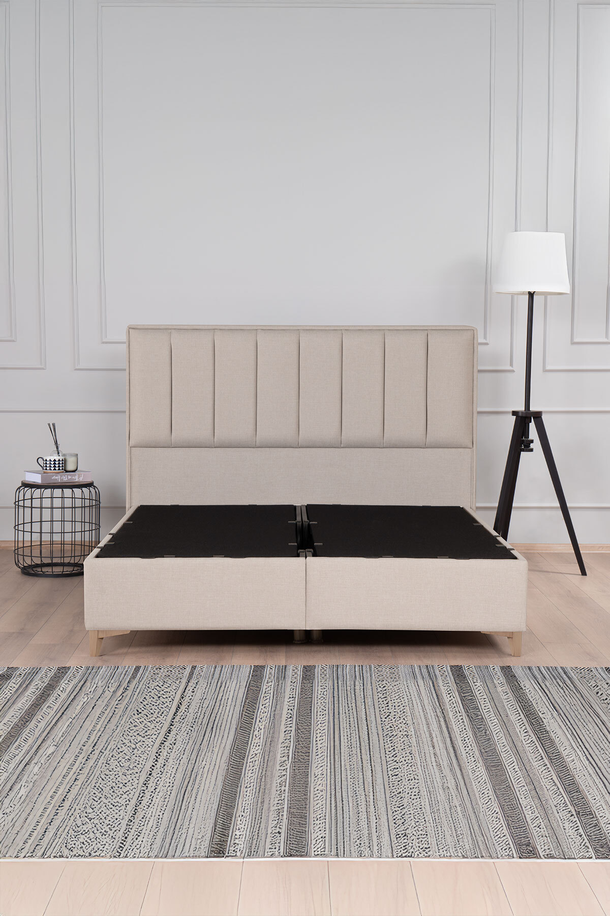 Ensemble tête de lit et sommier coffre Gold Therapy Beige (LIT NON INCLUS)