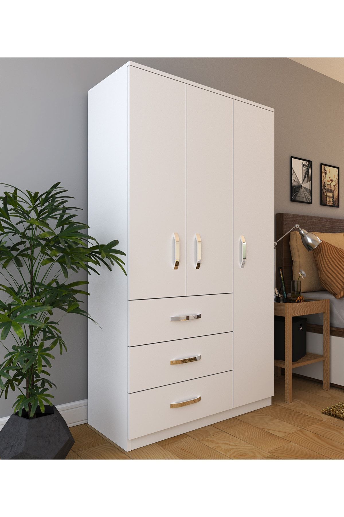 Armoire Ece Lüx à 3 portes et 3 tiroirs