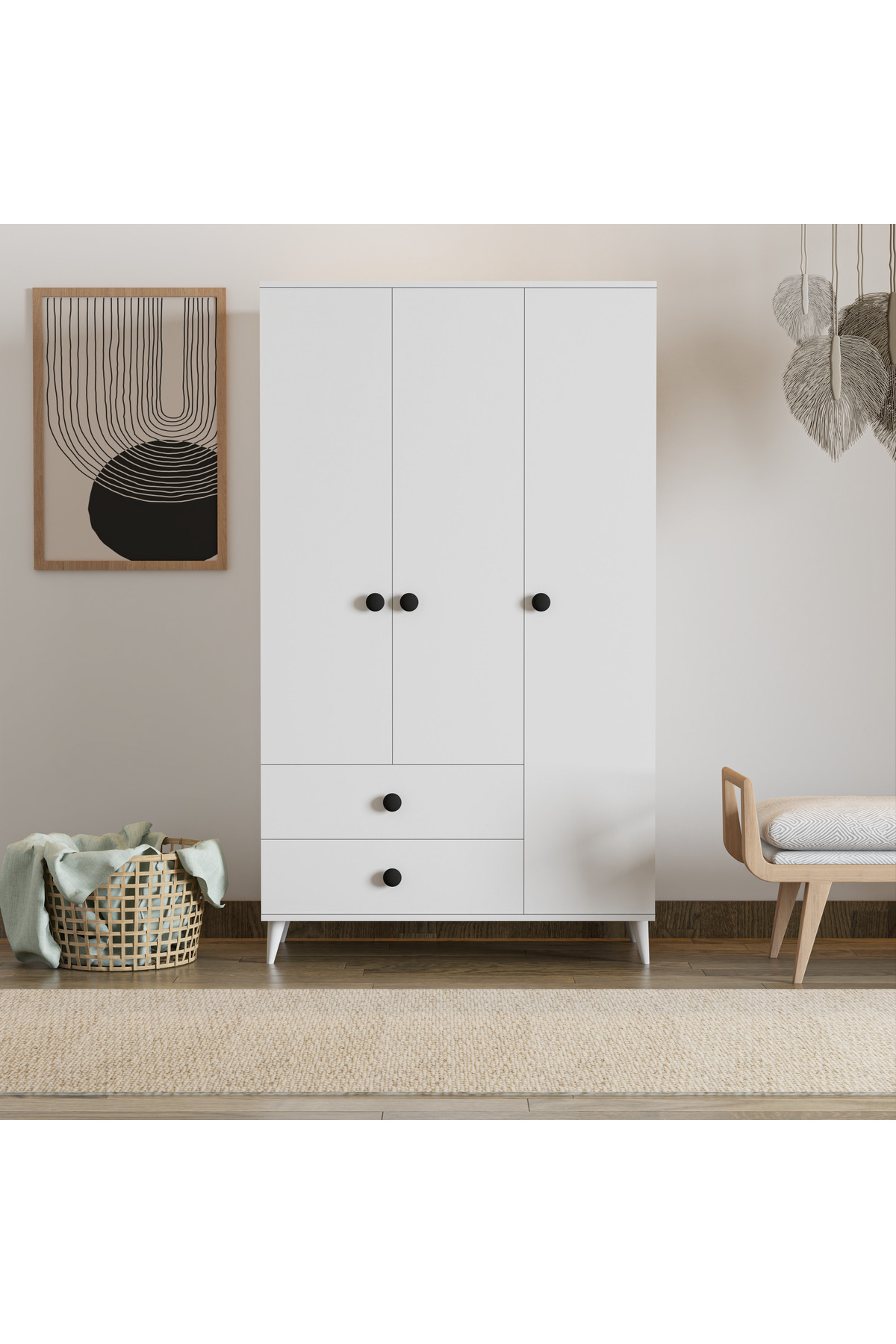 Armoire Opal à 3 portes et 2 tiroirs