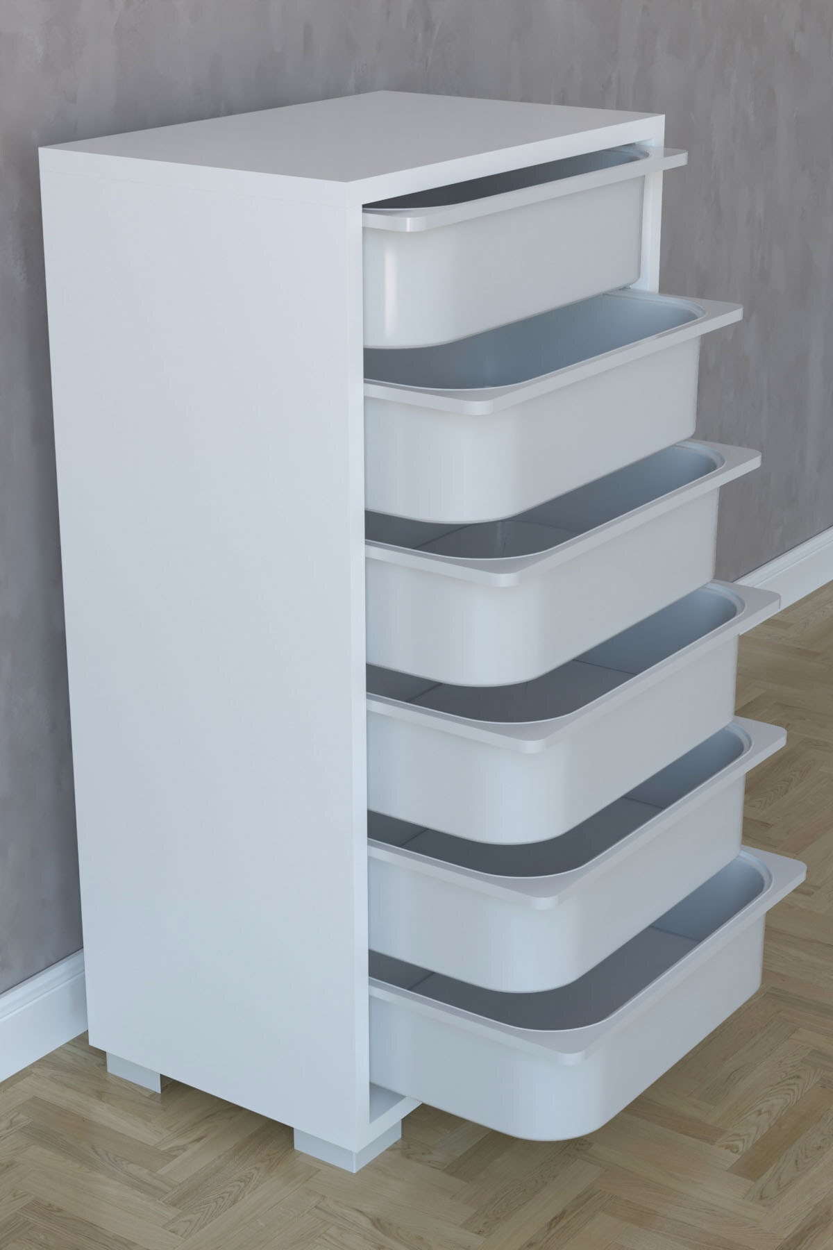 Armadio da cucina multifunzione con 6 cestini per verdure - Bianco