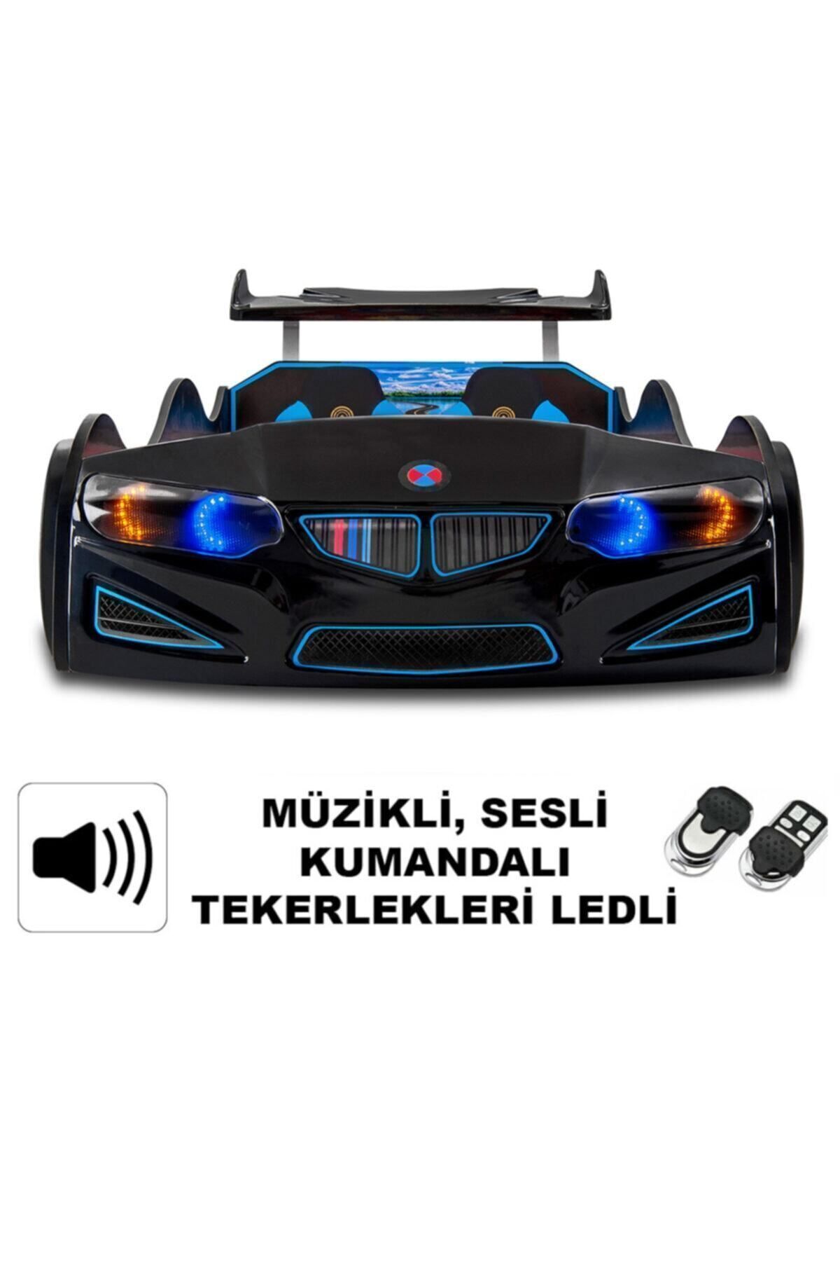 Bmw - Letto Auto Completo - Letto a Forma di Macchina - Serie - Ruote con LED e Telecomando