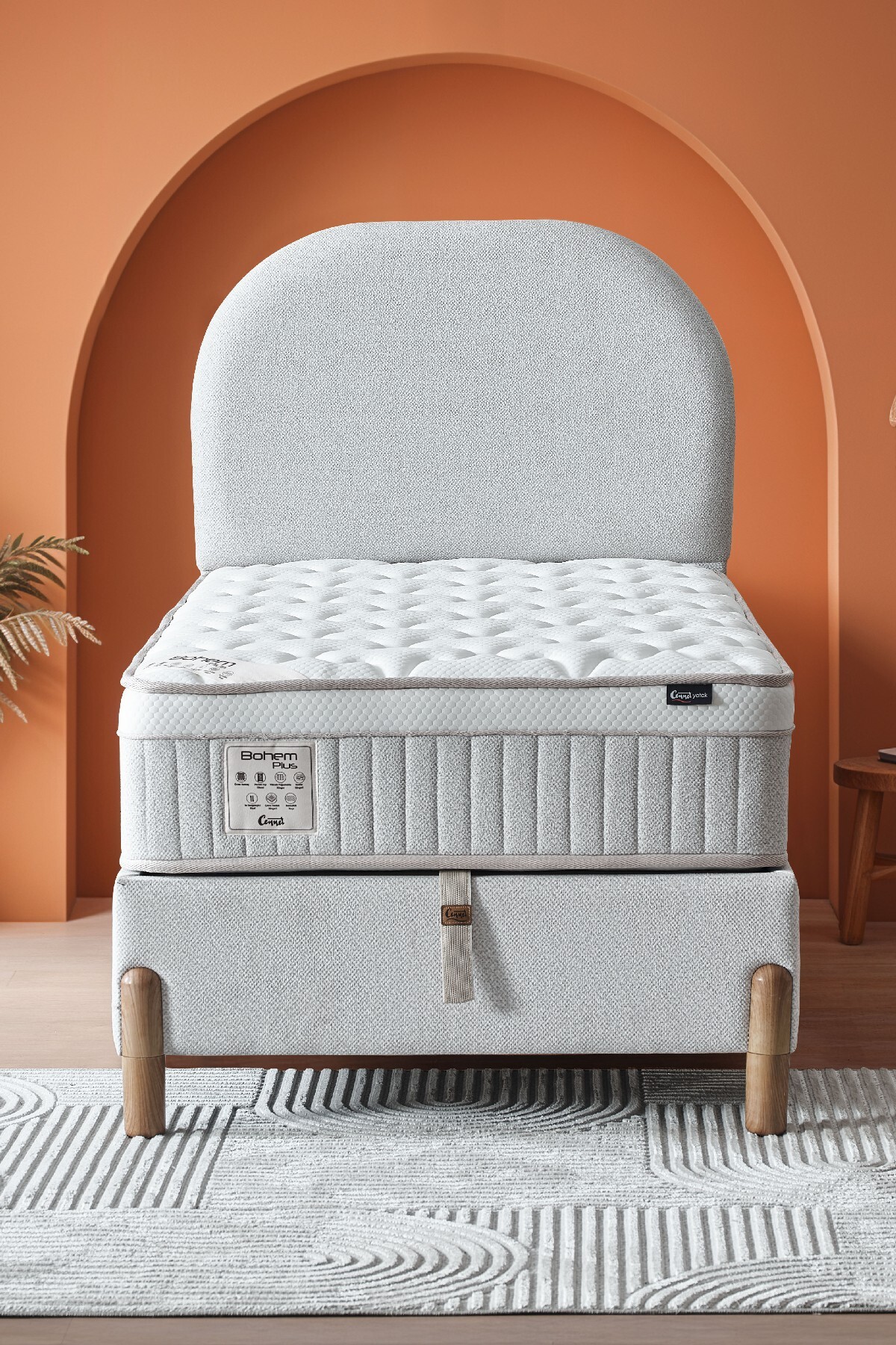 Ensemble de couchage individuel Bohem Plus – Matelas à ressorts ensachés, sommier coffre, ensemble complet