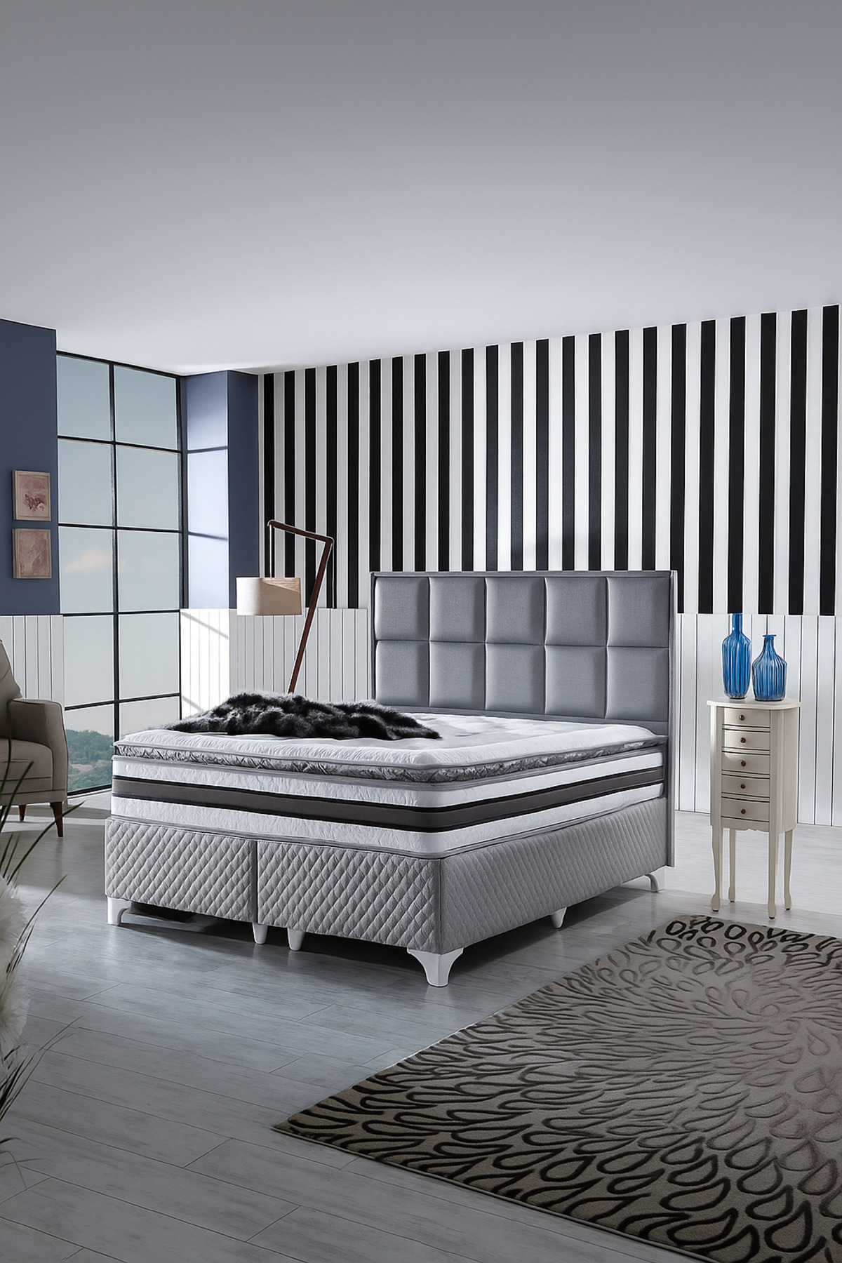 Matelas Ultra Orthopédique Şehrazat avec Ressorts Ensachés et Tissu en Plume de Lapin