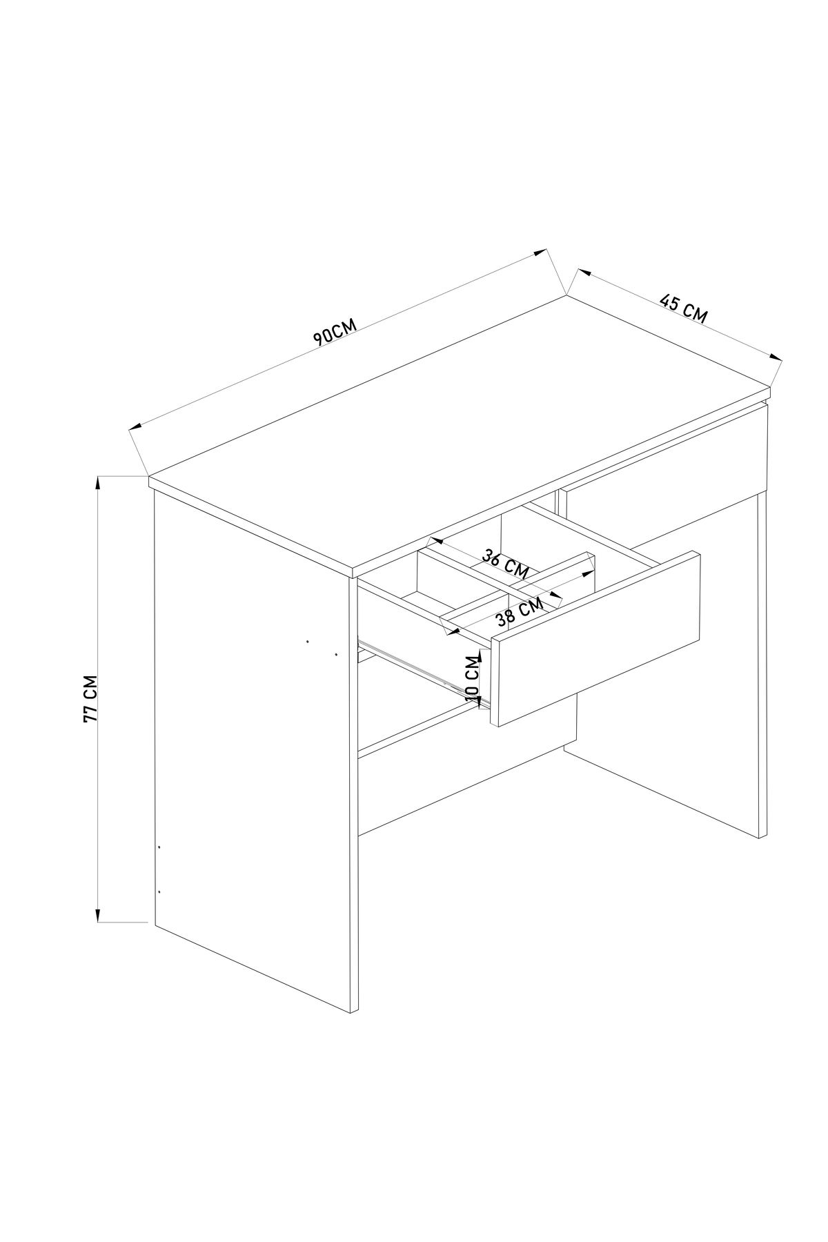 B Two-Drawer Spacious Bedroom Seat Modern Vanity Table with Pouf Organizer